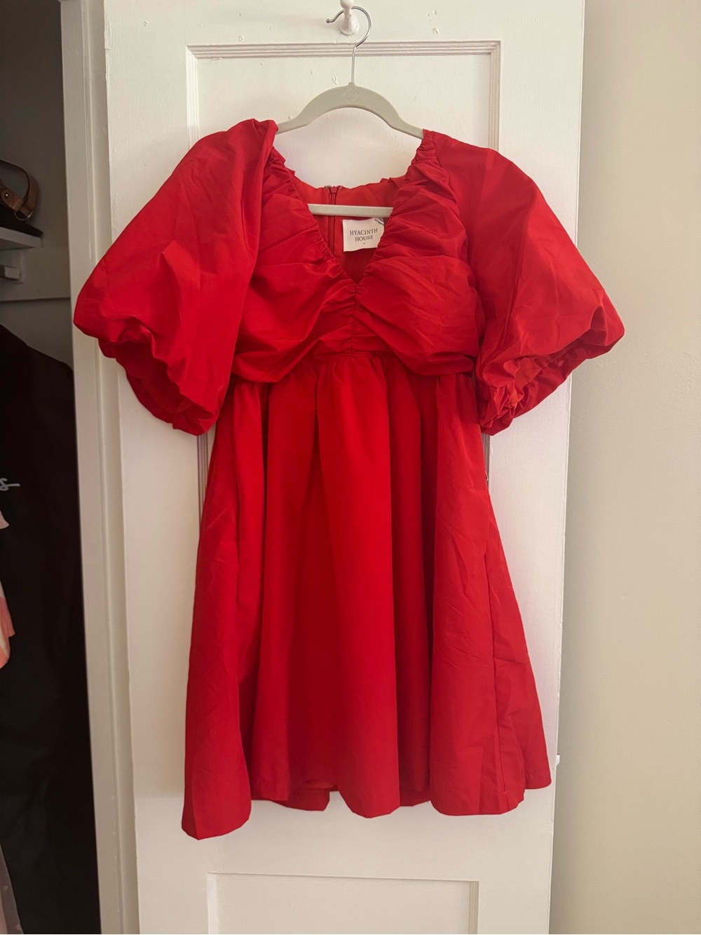 Red Puff-Sleeve Mini Dress - Boutique Label